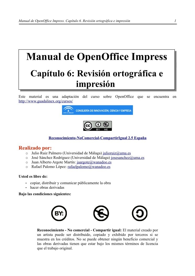 Imágen de pdf Capítulo 6: Revisión ortográfica e impresión - Manual de OpenOffice Impress