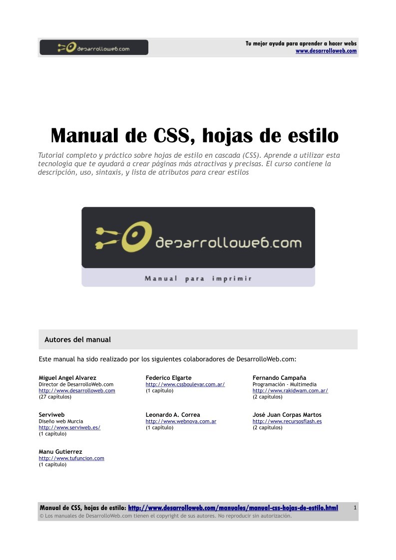 Imágen de pdf Manual de CSS, hojas de estilo