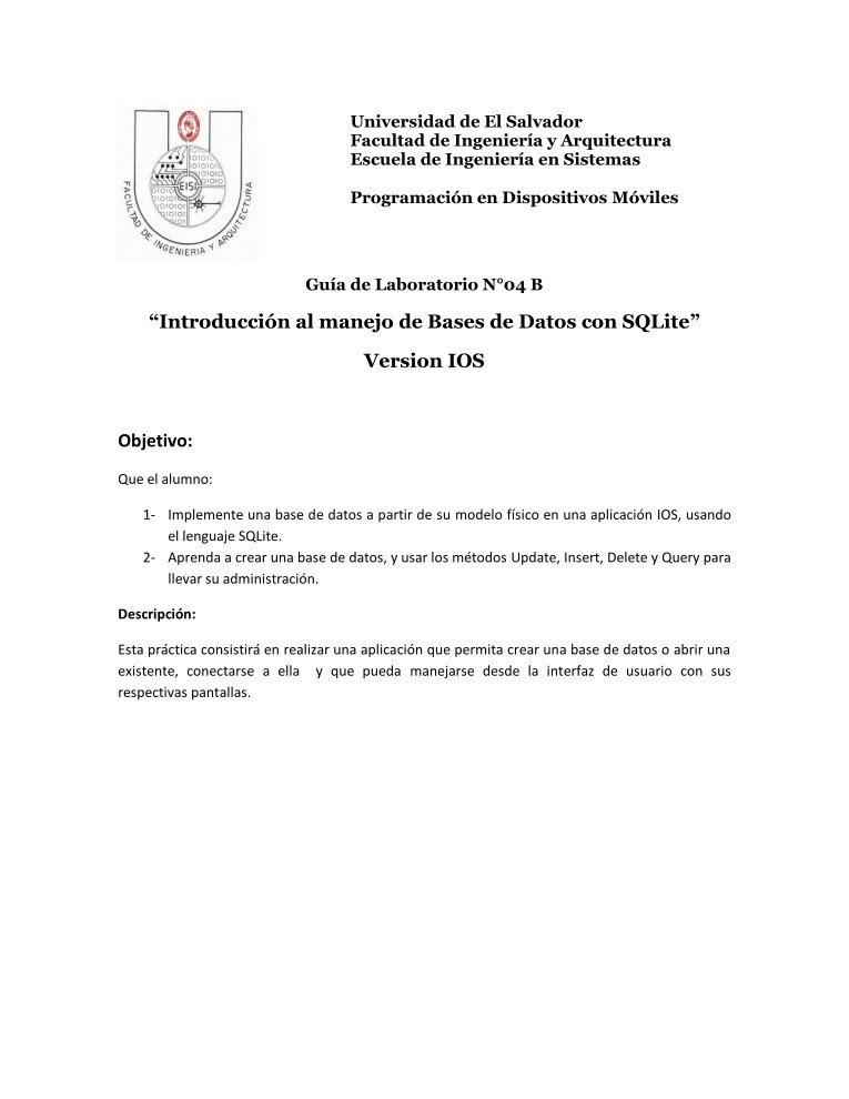 Imágen de pdf Introducción al manejo de Bases de Datos con SQLite - Version IOS