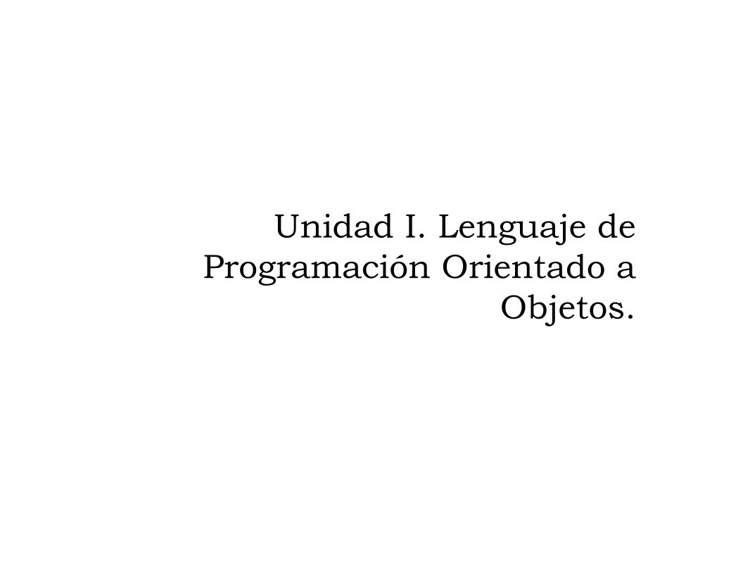 Imágen de pdf Unidad 1. Lenguaje de Programación Orientado a Objetos