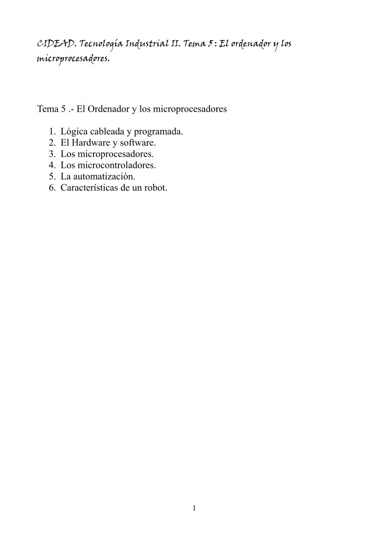 Imágen de pdf Tema 5 .- El Ordenador y los microprocesadores