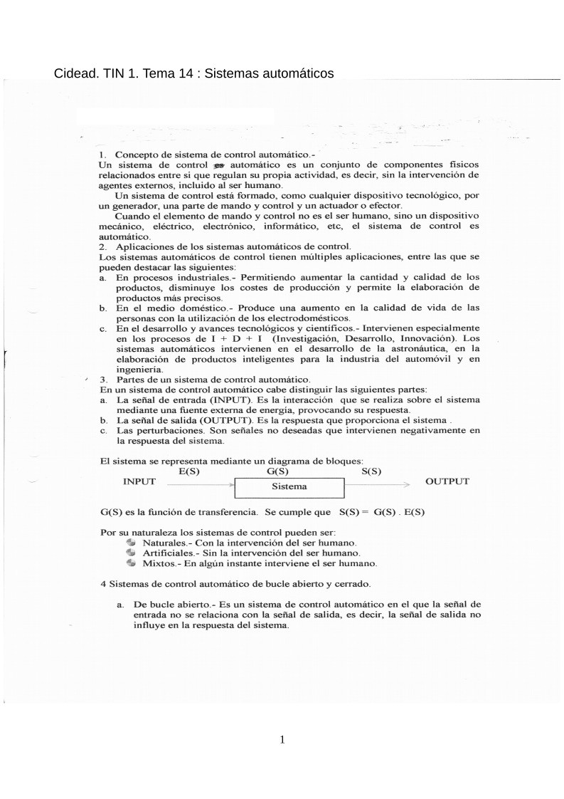 Imágen de pdf Tema 14. Sistemas automáticos - Automatismos y control