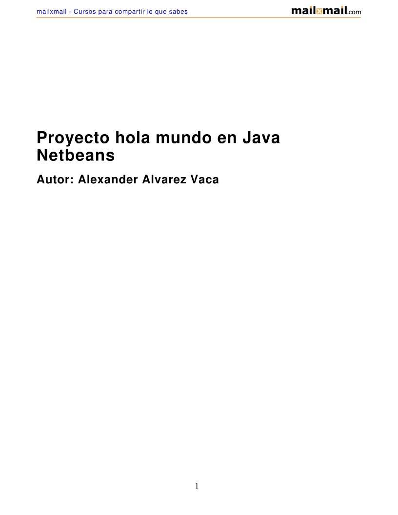 PDF de programación - Proyecto hola mundo en Java Netbeans