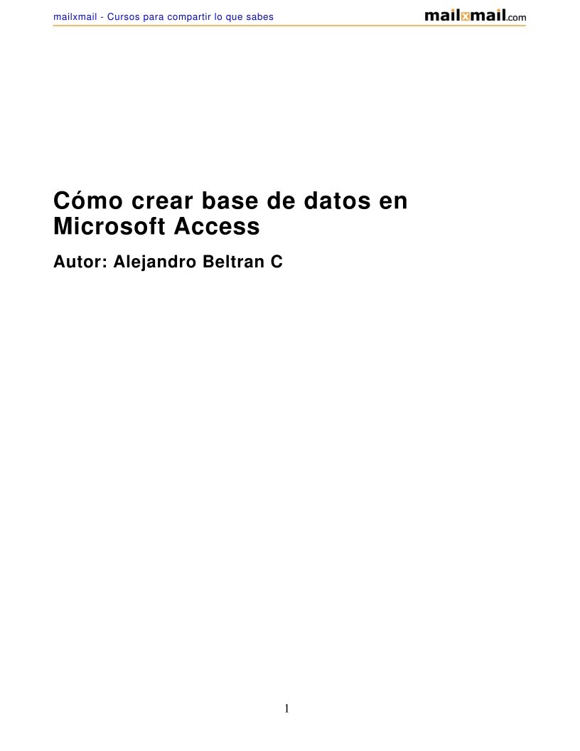 Imágen de pdf como crear base datos Microsoft Access