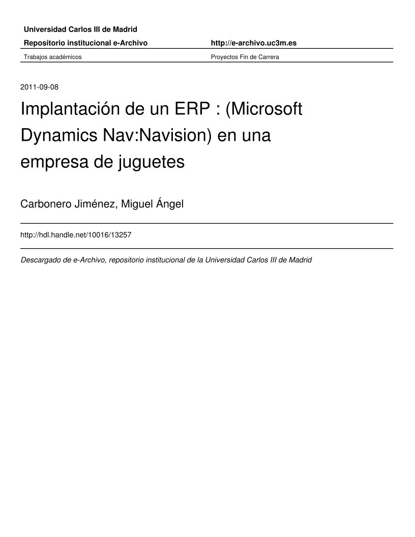 Imágen de pdf Implantación de un ERP : (Microsoft Dynamics Nav:Navision) en una empresa de juguetes