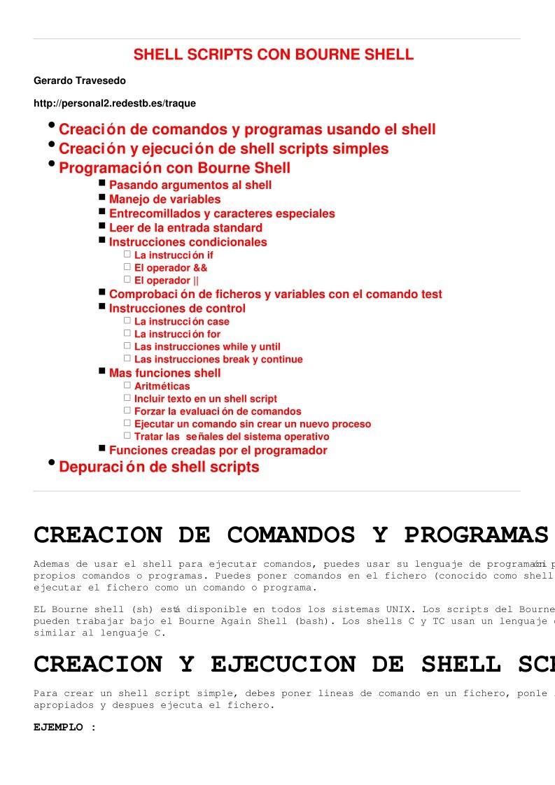 Imágen de pdf Shell scripts con Bourne Shell
