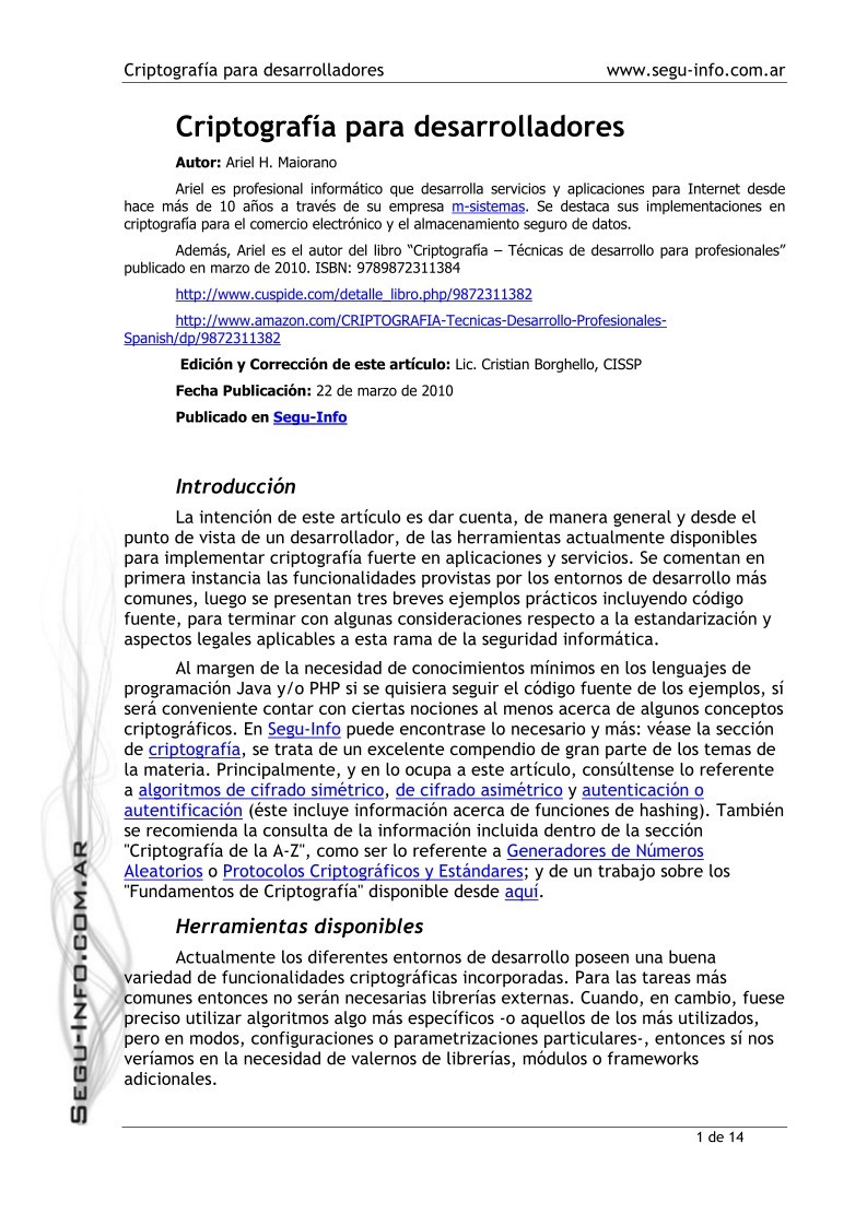 Imágen de pdf Criptografía para desarrolladores