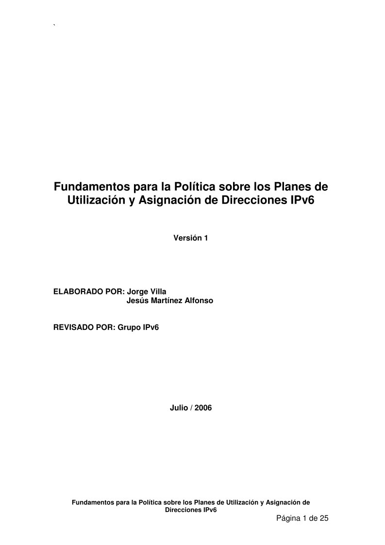 Imágen de pdf Fundamentos para la Política sobre los Planes de Utilización y Asignación de Direcciones IPv6