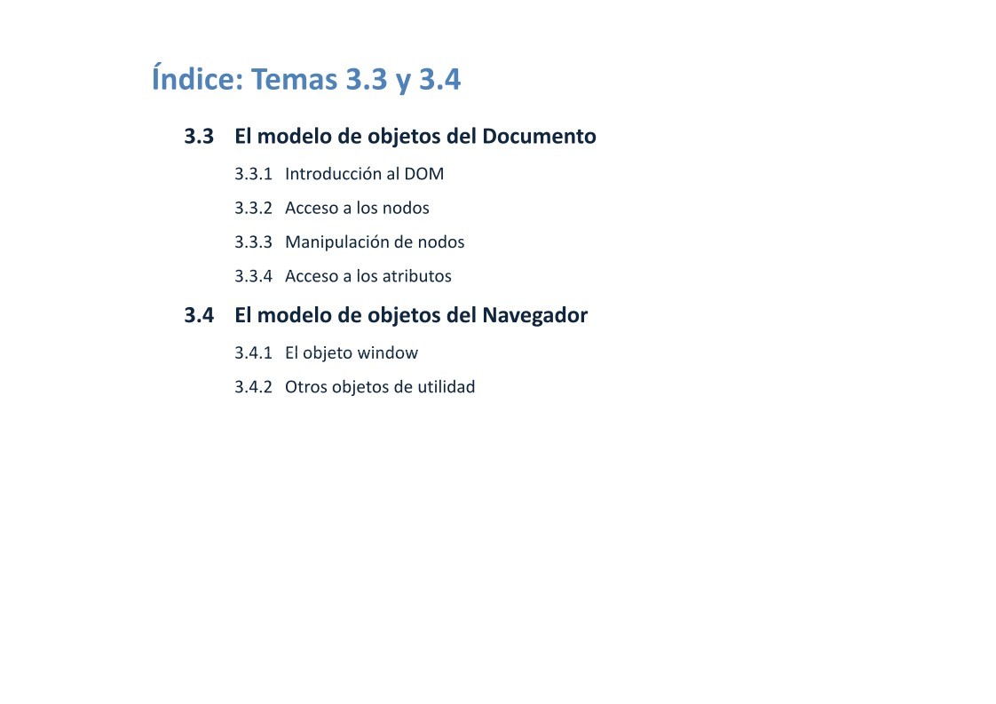 Imágen de pdf Temás 3.3 y 3.4 - El modelo de objetos del Documento/El modelo de objetos del Navegador