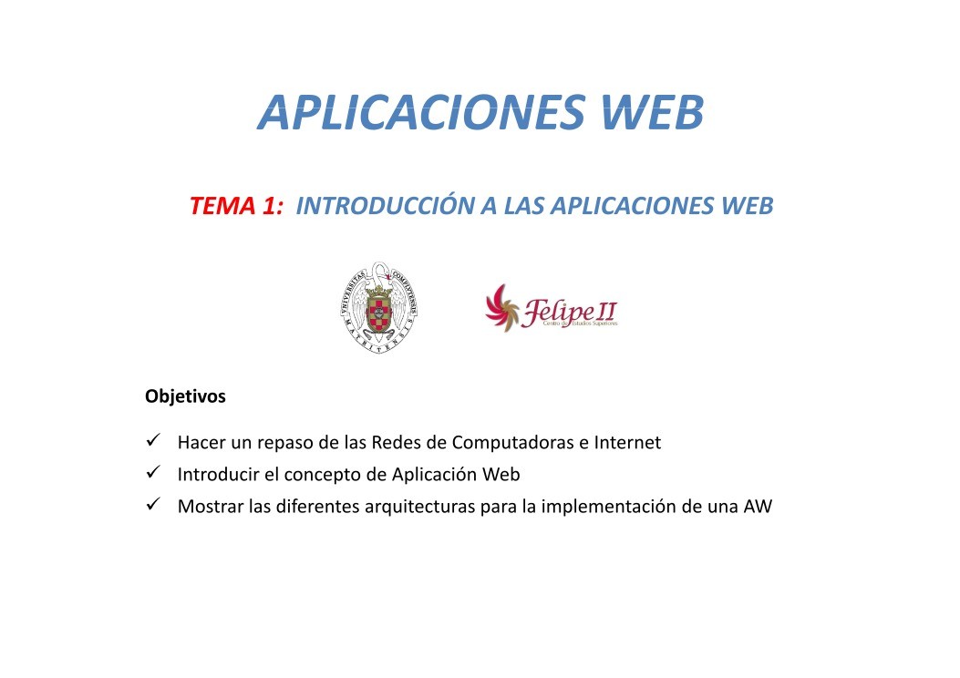 Imágen de pdf Tema 1: Introducción a las aplicaciones Web