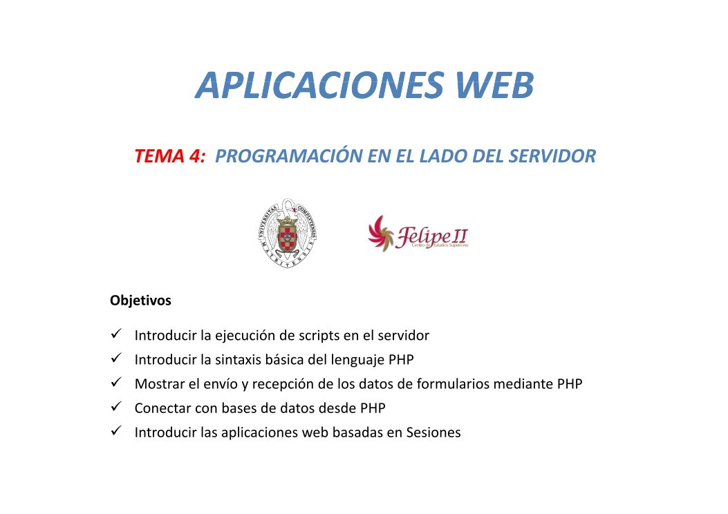 Imágen de pdf Tema 4 - Programación en el lado del servidor - Aplicaciones Web