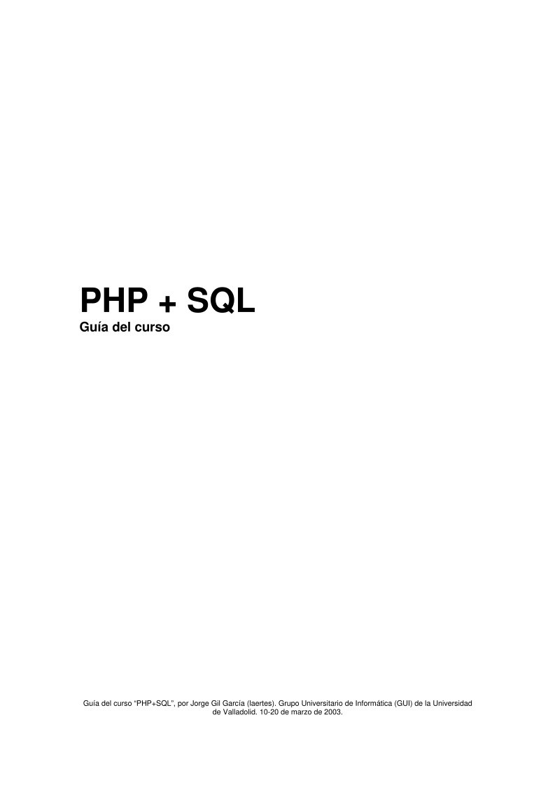 Imágen de pdf PHP + SQL - Guía del curso