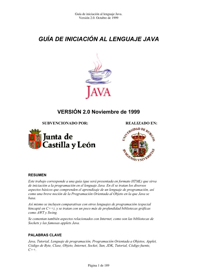 Imágen de pdf Guía de iniciación al lenguaje Java