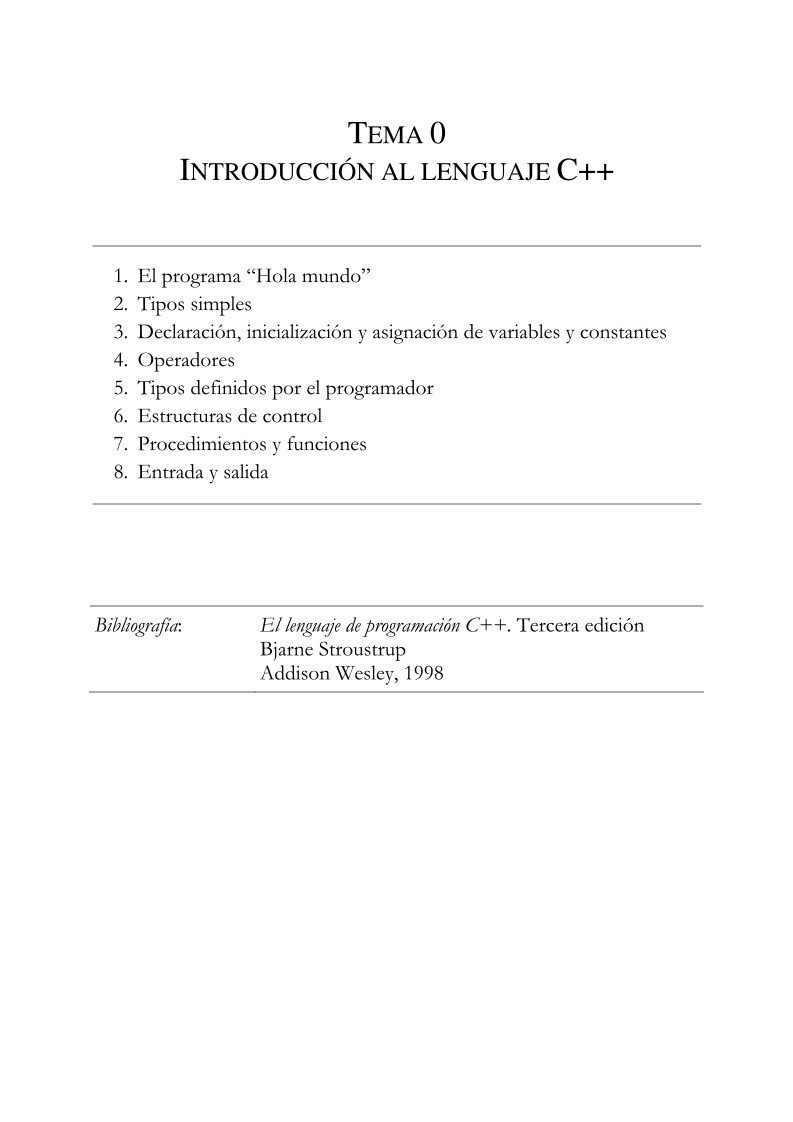 Imágen de pdf Tema 0 - Introducción al Lenguaje C++