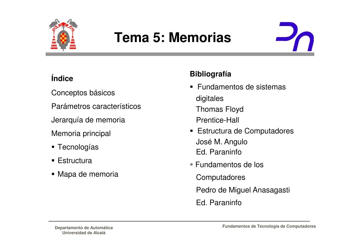 Imágen de pdf Tema 5: Memorias