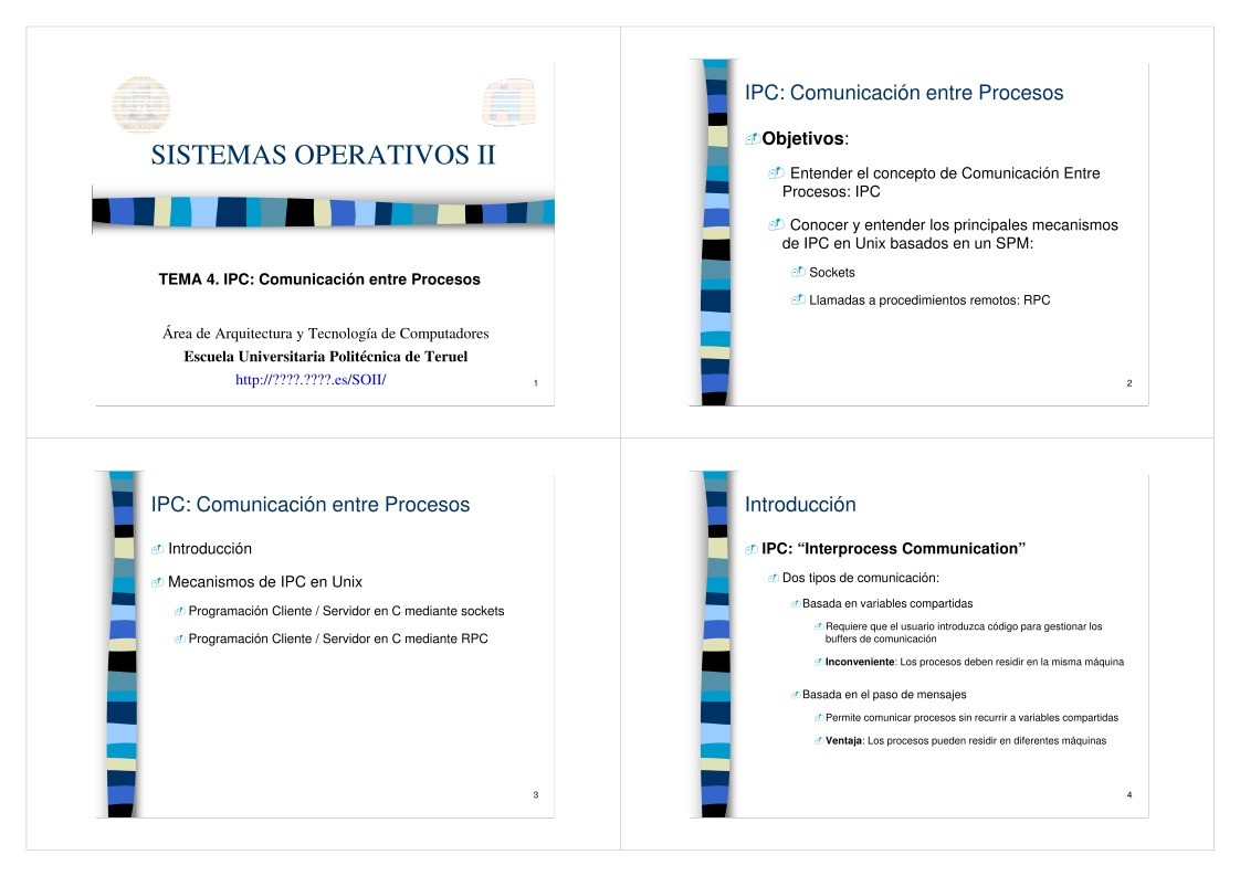 Imágen de pdf Tema 4. IPC: Comunicación entre Procesos - Sistemas Operativos II