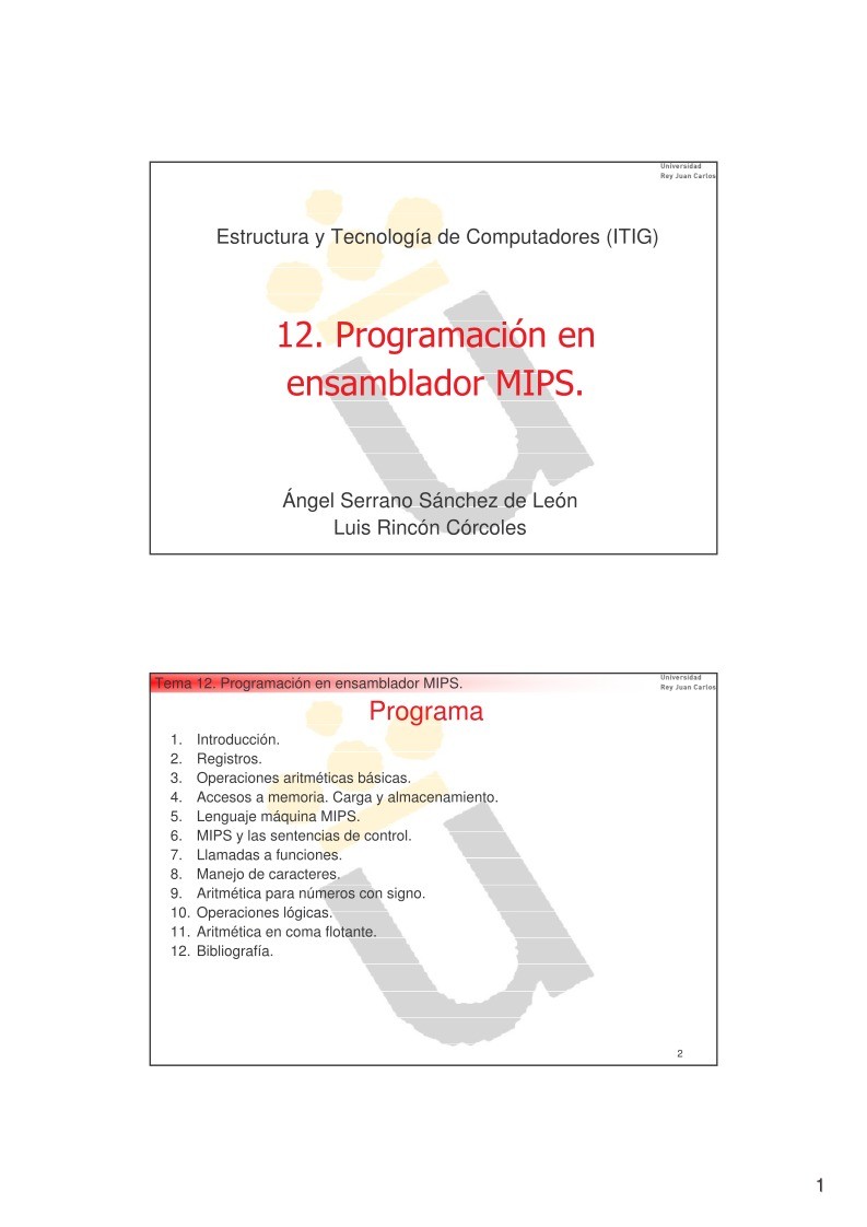 Imágen de pdf 12. Programación en ensamblador MIPS