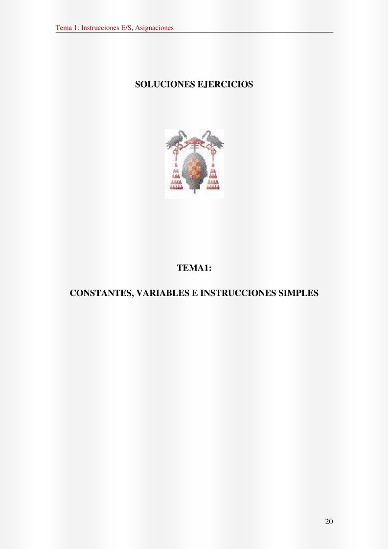 Imágen de pdf Tema1: Constantes, variables e instrucciones simples - Soluciones ejercicios