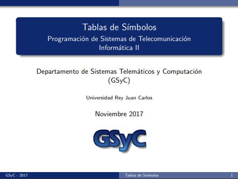 Imágen de pdf Tablas de Símbolos - Programación de Sistemas de Telecomunicación - Informática II