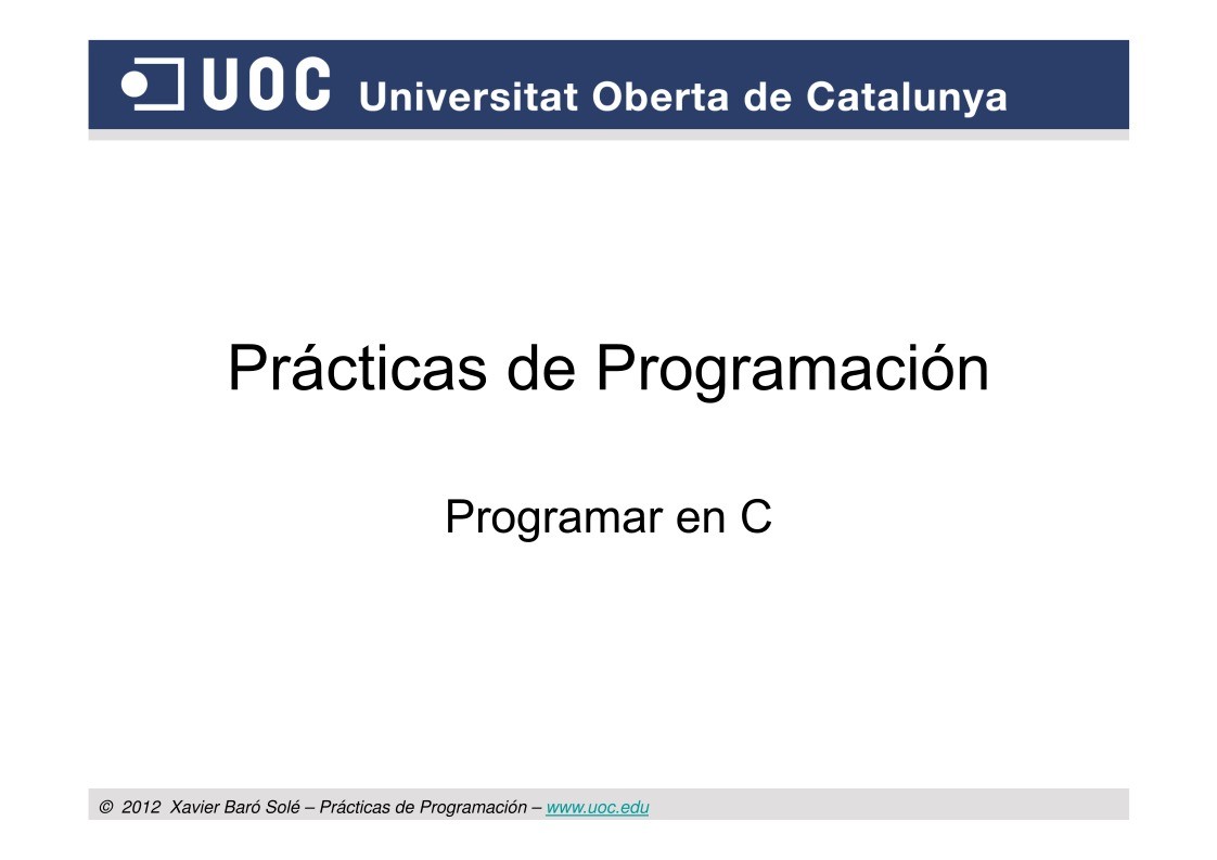 Imágen de pdf Programar en C - Prácticas de Programación