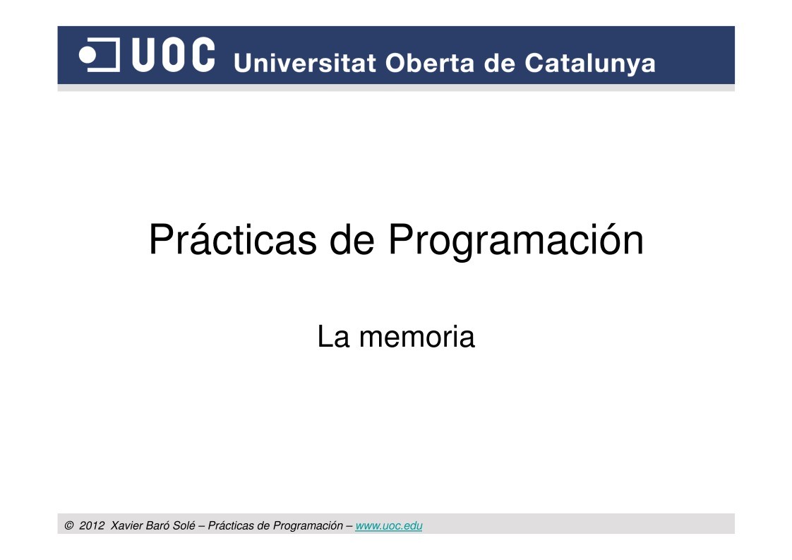 Imágen de pdf Prácticas de Programación - La memoria