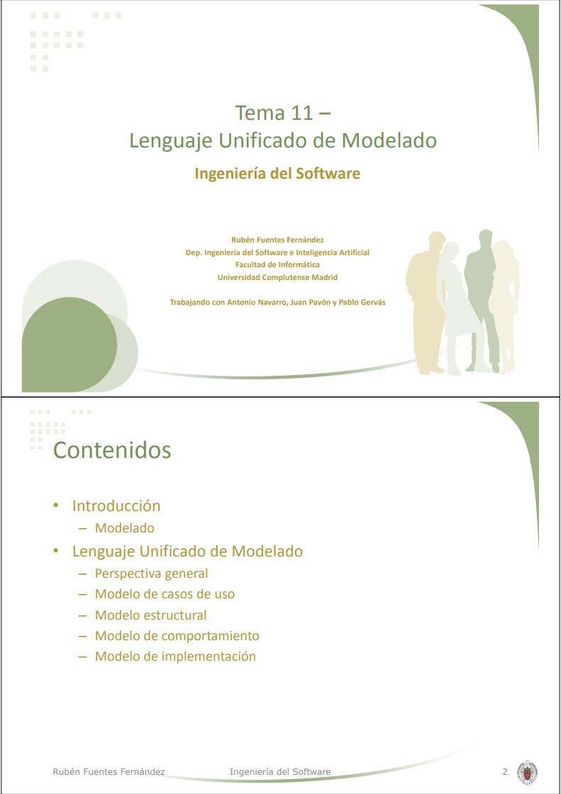 PDF de programación - Tema 11 - Lenguaje Unificado de Modelado - Ingeniería  del Software