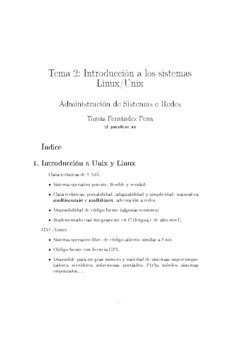 Imágen de pdf Tema 2: Introducción a los sistemas Linux/Unix - Administración de Sistemas e Redes