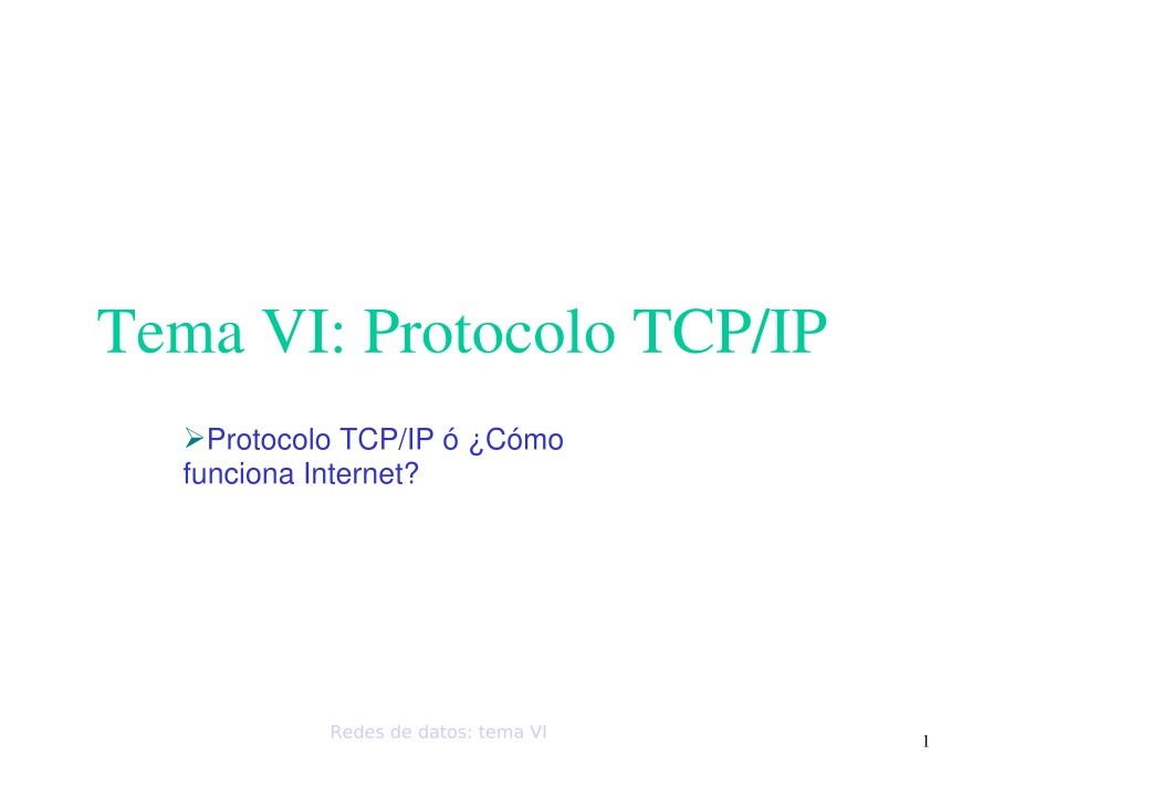Imágen de pdf Tema IV: Protocolo TCP/IP