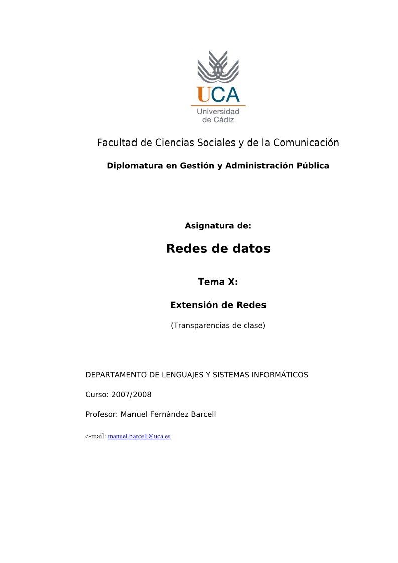 Imágen de pdf Tema X: Extensión de Redes - Redes de datos