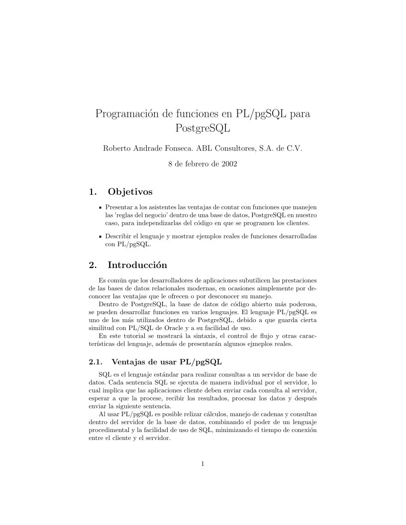 Imágen de pdf Programación de funciones en PL/pgSQL para PostgreSQL