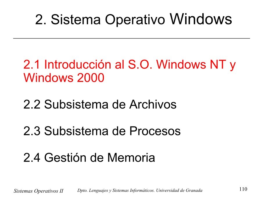 Imágen de pdf 2.1 Introducción al S.O. Windows NT y Windows 2000 - 2. Sistema Operativo Windows