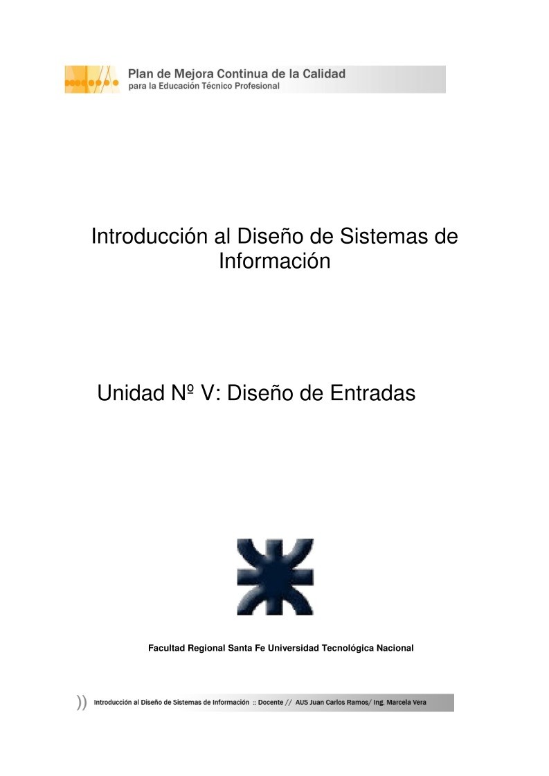 Imágen de pdf Unidad Nº V: Diseño de Entradas - Introducción al Diseño de Sistemas de Información