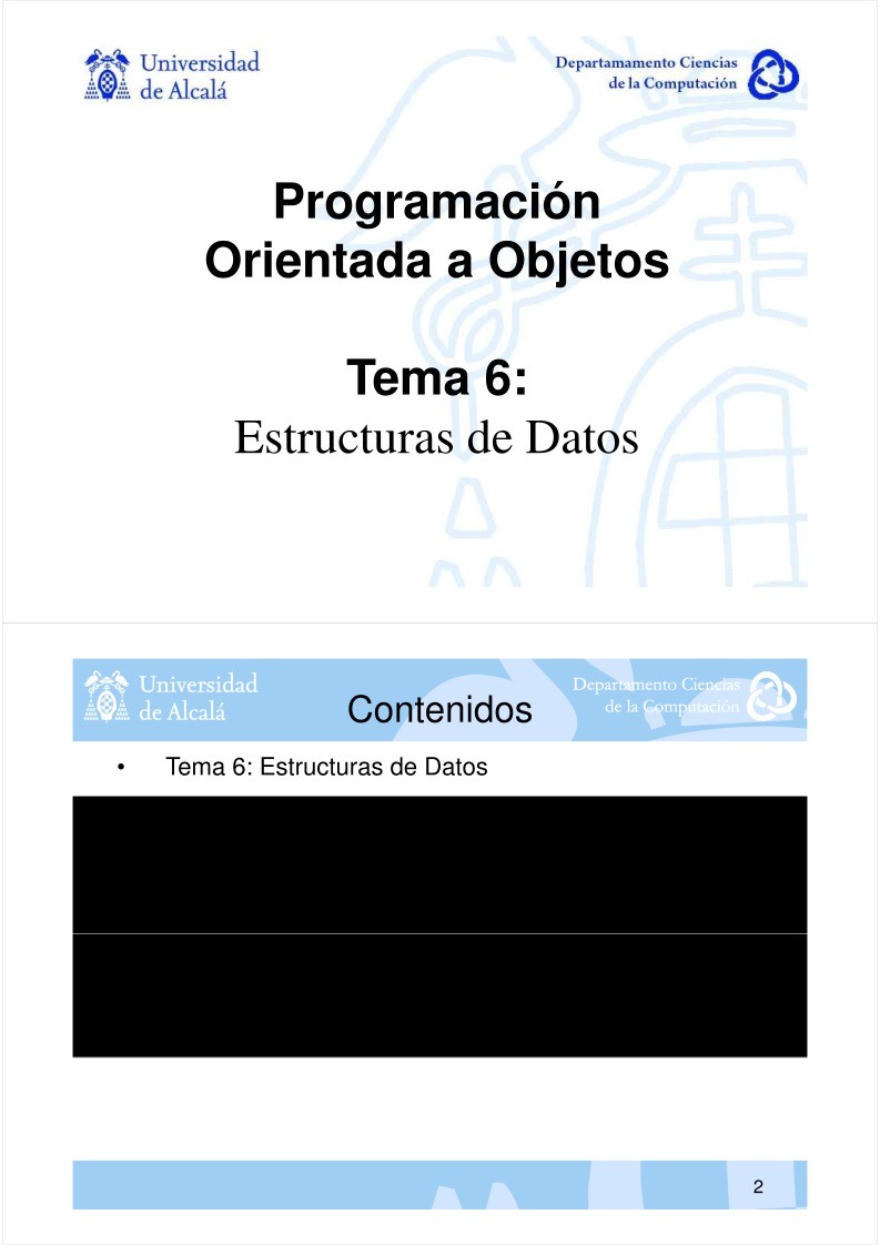 Imágen de pdf Tema 6: Estructuras de Datos - Programación Orientada a Objetos