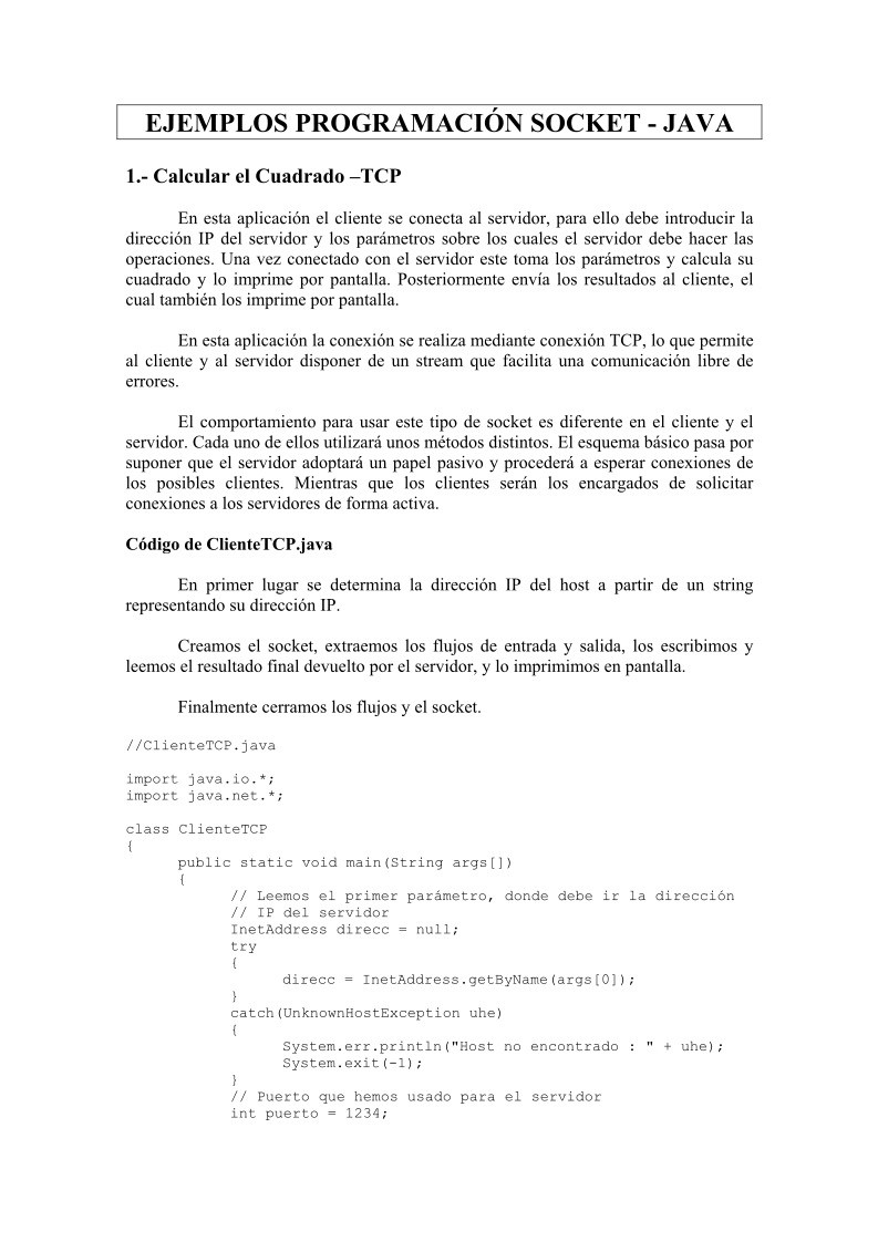 Imágen de pdf Ejemplos programación socket - Java