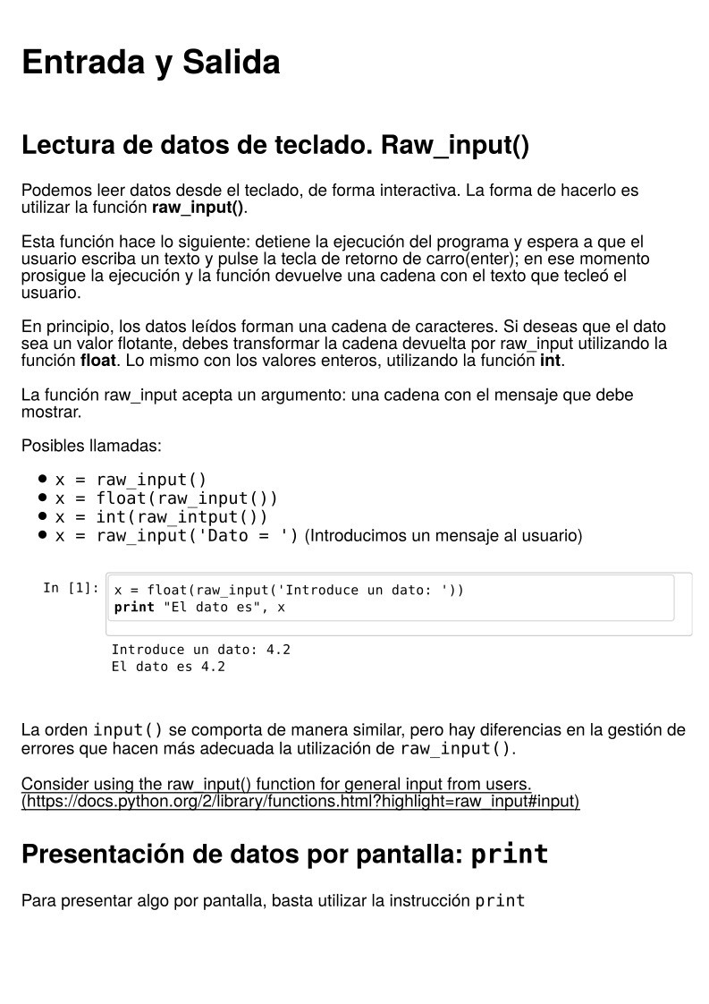 Imágen de pdf Lectura de datos de teclado. Raw_input()