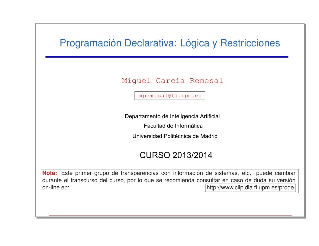 Imágen de pdf Programación Declarativa: Lógica y Restricciones