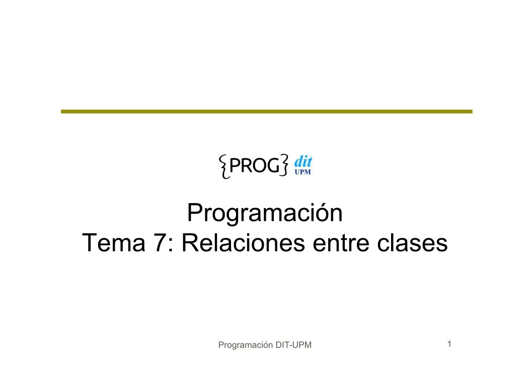 Imágen de pdf Tema 7: Relaciones entre clases