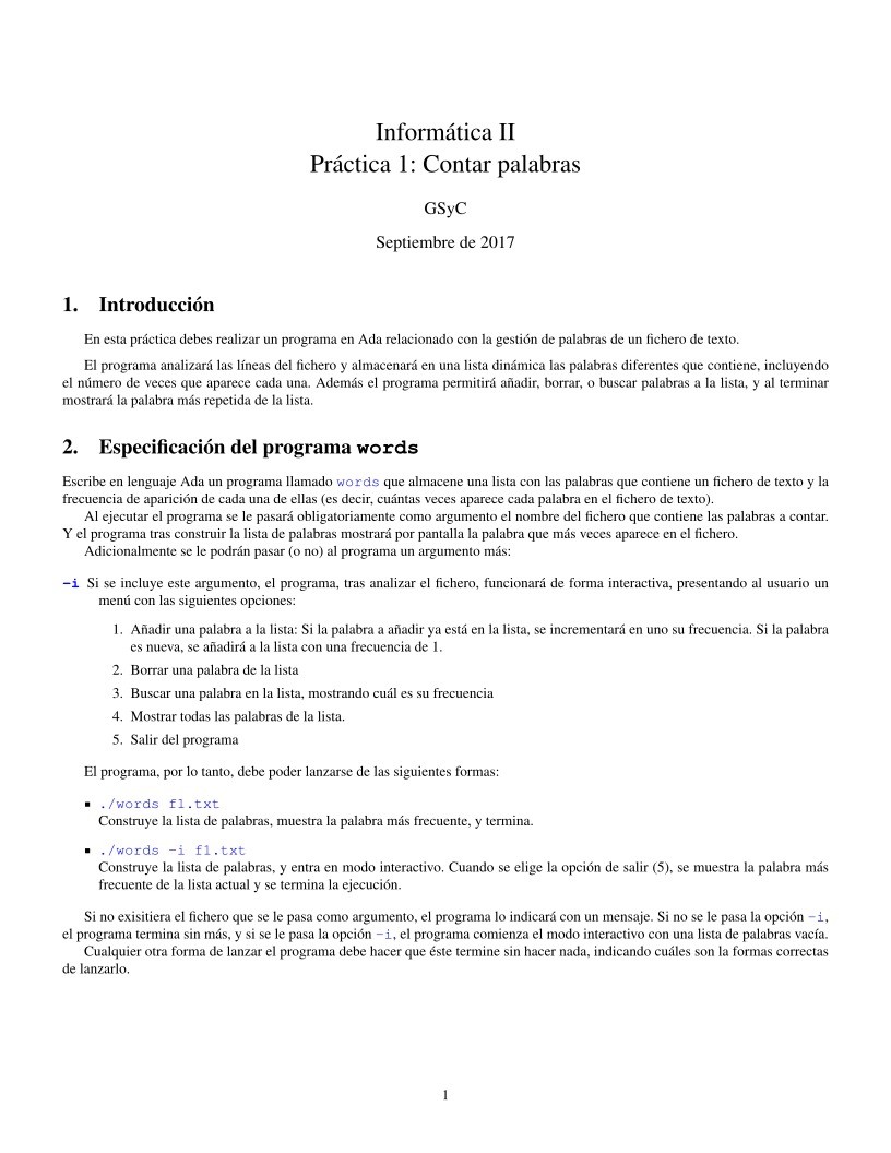 Imágen de pdf Práctica 1: Contar palabras - Informática II
