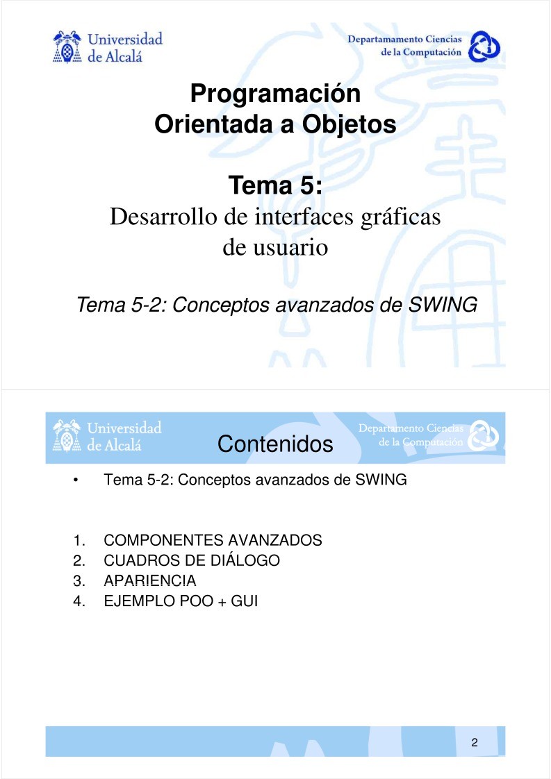 Imágen de pdf Tema 5: Desarrollo de interfaces gráficas de usuario - Programación Orientada a Objetos