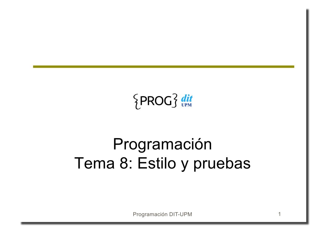 Imágen de pdf Tema 8: Estilo y pruebas - Programación