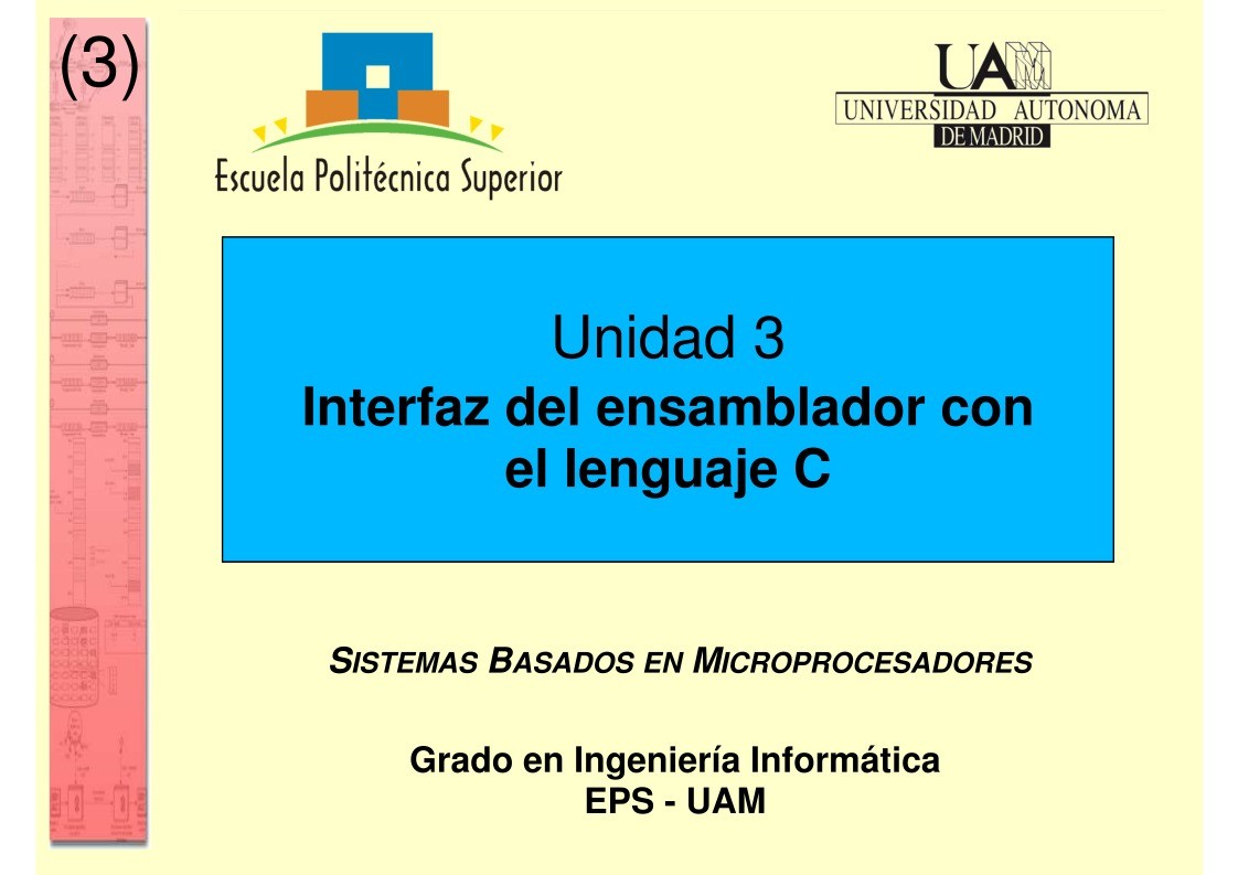 Imágen de pdf Unidad 3 - Interfaz del ensamblador con el lenguaje C