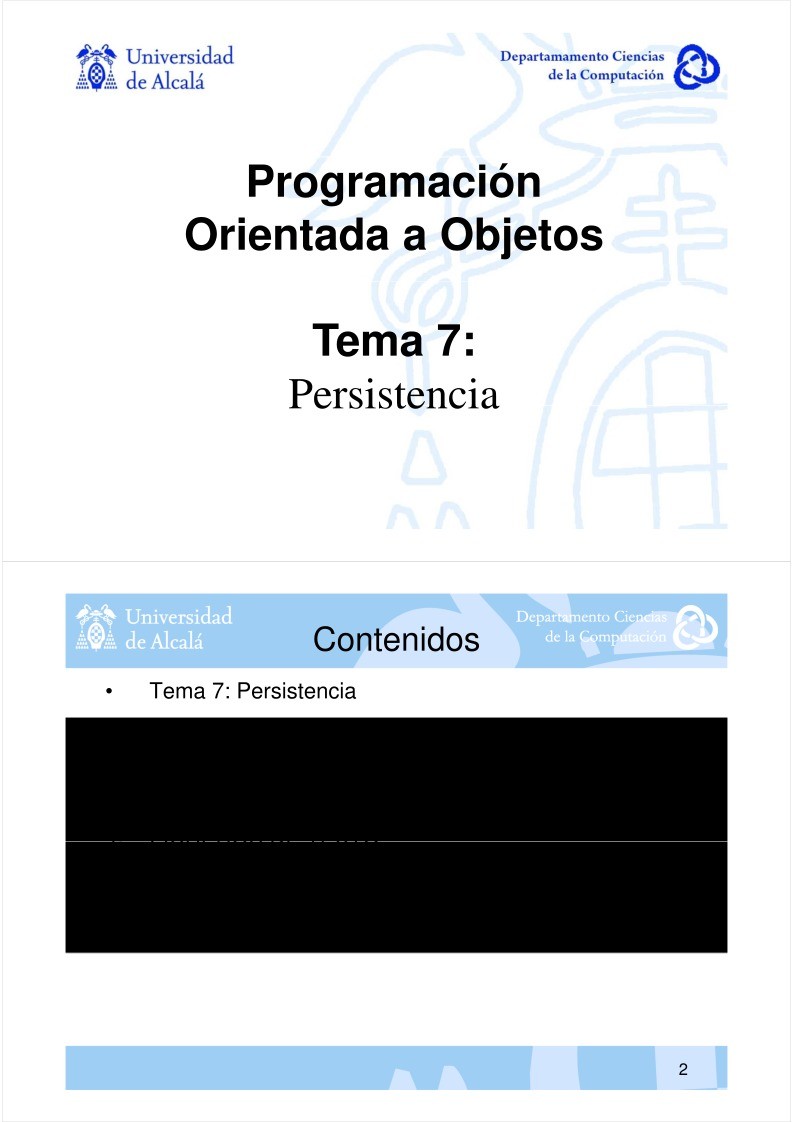 Imágen de pdf Tema7-Persistencia - Programación Orientada a Objetos