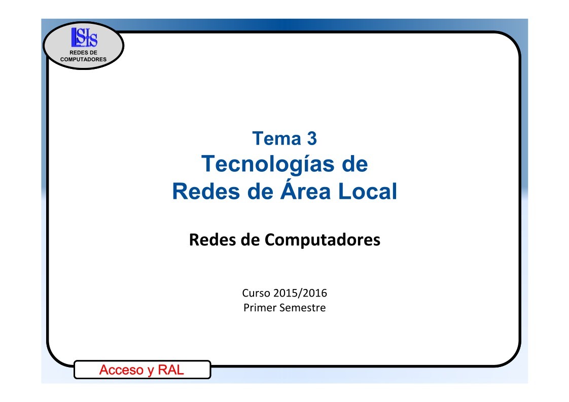 Imágen de pdf Tema 3 Tecnologías de Redes de Área Local