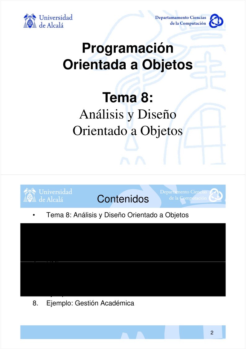 Imágen de pdf Tema 8: Análisis y Diseño Orientado a Objetos - Programación Orientada a Objetos