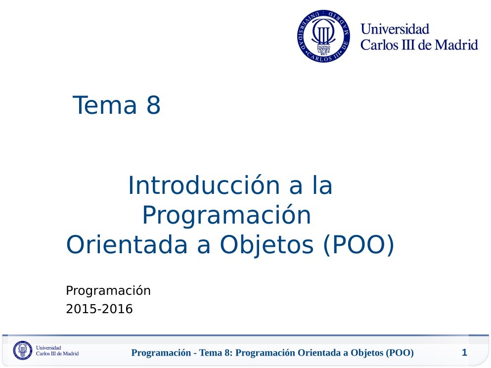 Imágen de pdf Tema 8 Introducción a la Programación Orientada a Objetos (POO)