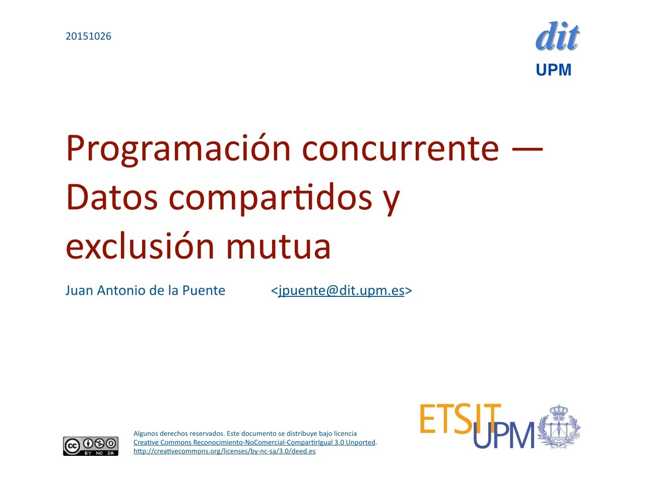 Imágen de pdf Programación	concurrente - Datos compartidos y exclusión mutua