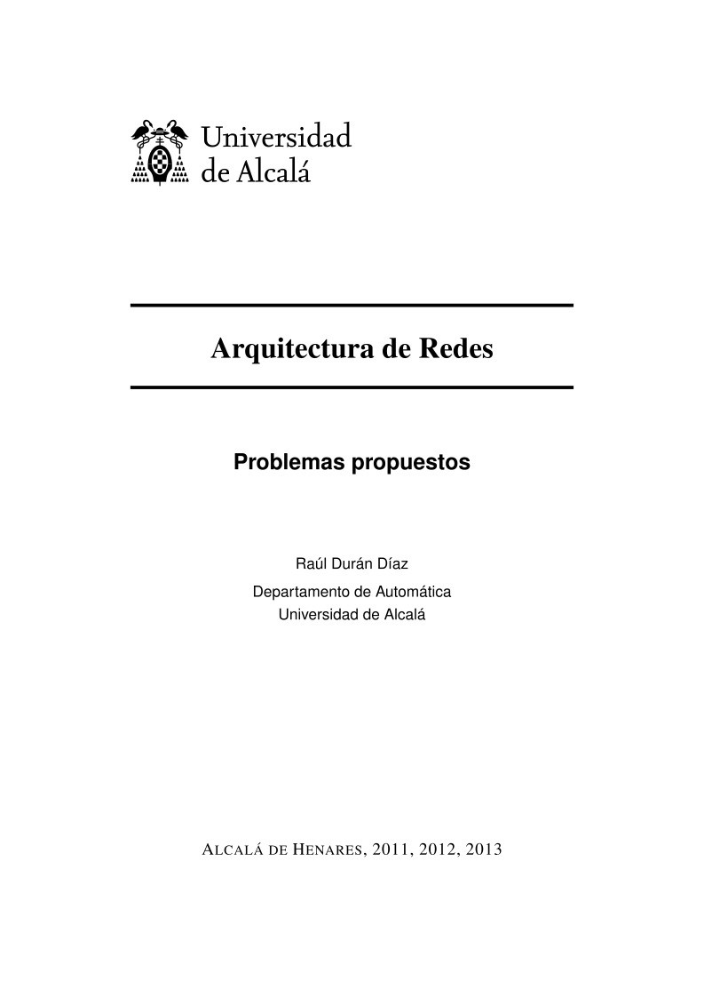 Imágen de pdf Arquitectura de Redes, problemas propuestos