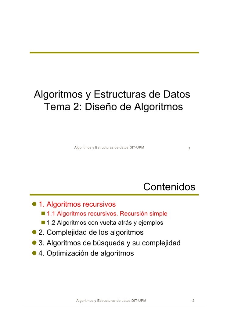 Imágen de pdf Tema 2: Diseño de Algoritmos - Algoritmos y Estructuras de Datos