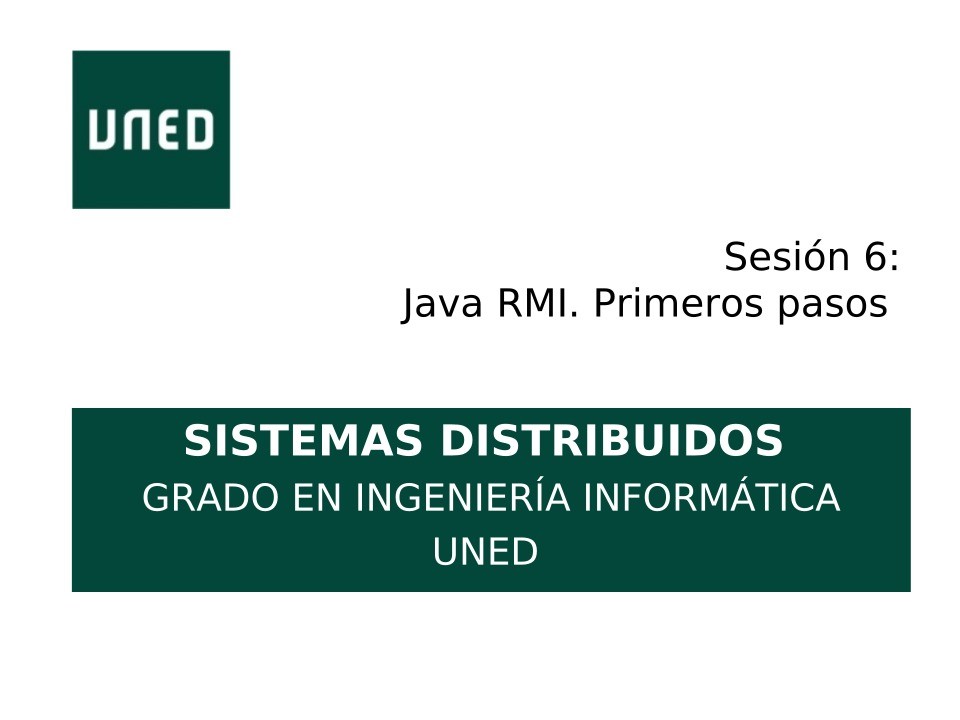 Imágen de pdf Sesión 6: Java RMI. Primeros pasos - Sistemas Distribuidos