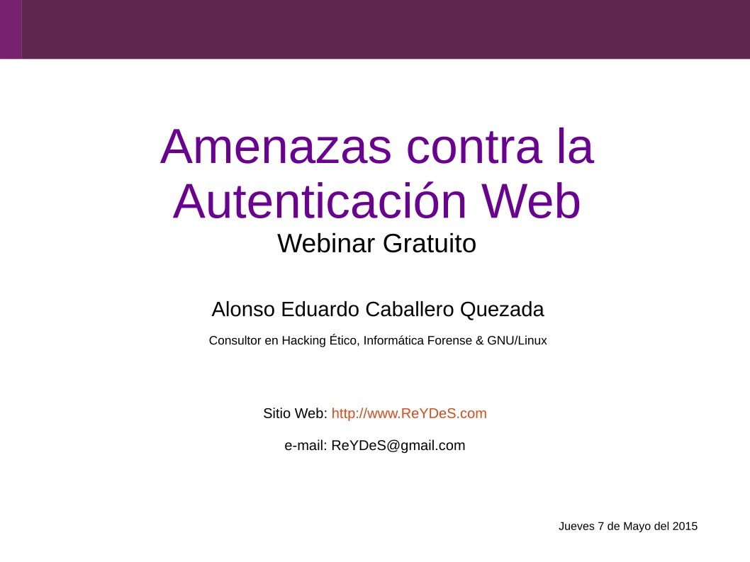 Imágen de pdf Amenazas contra la Autenticación Web